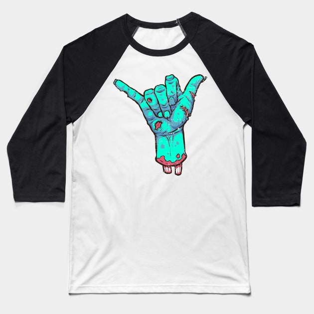 Shaka Zombie Halloween Baseball T-Shirt by Dailygrind